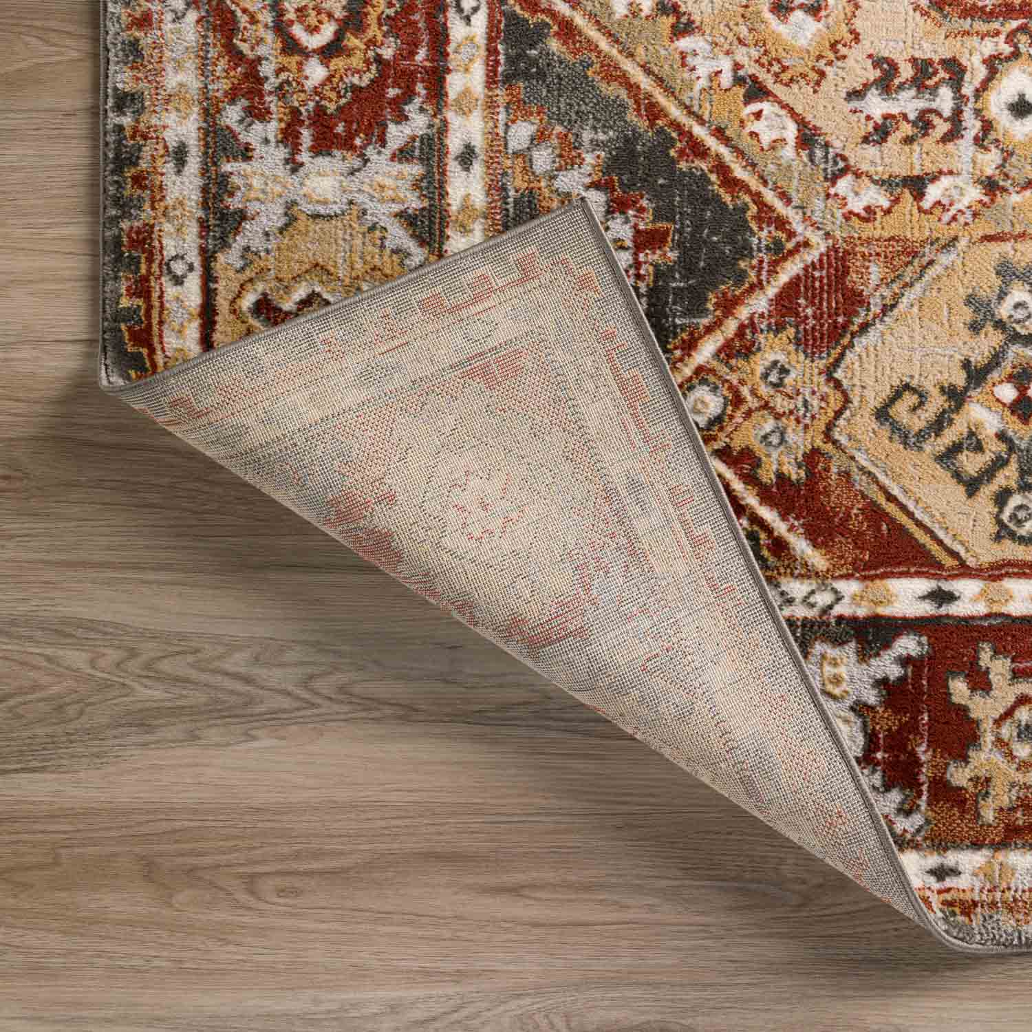 Traditional & Oriental Rugs Karma Collection KM22 Canyon Rust - Orange & Black - Charcoal Machine Made Rug