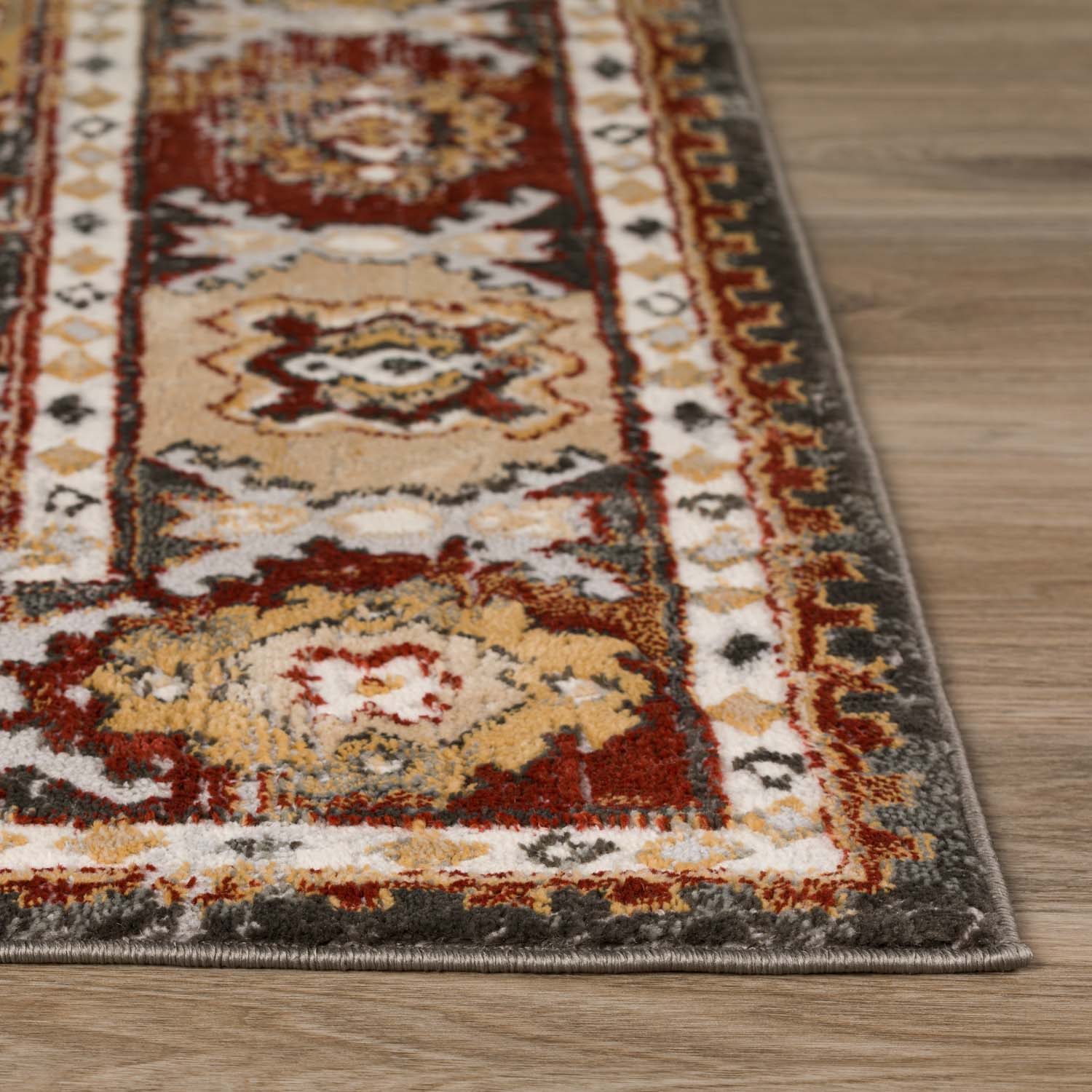 Traditional & Oriental Rugs Karma Collection KM22 Canyon Rust - Orange & Black - Charcoal Machine Made Rug