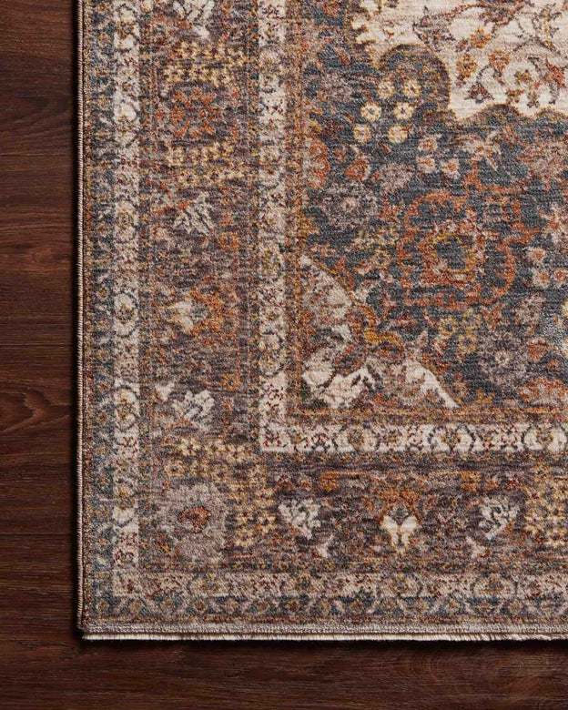 Traditional & Oriental Rugs Lourdes Collection LU-01 Natural/Ocean Ivory - Beige & Medium Blue - Navy Machine Made Rug