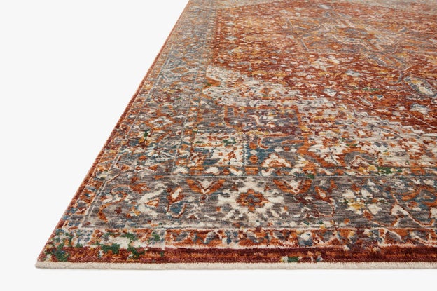 Traditional & Oriental Rugs Lourdes Collection LOU-02 Rust/Multi Rust - Orange & Multi Machine Made Rug