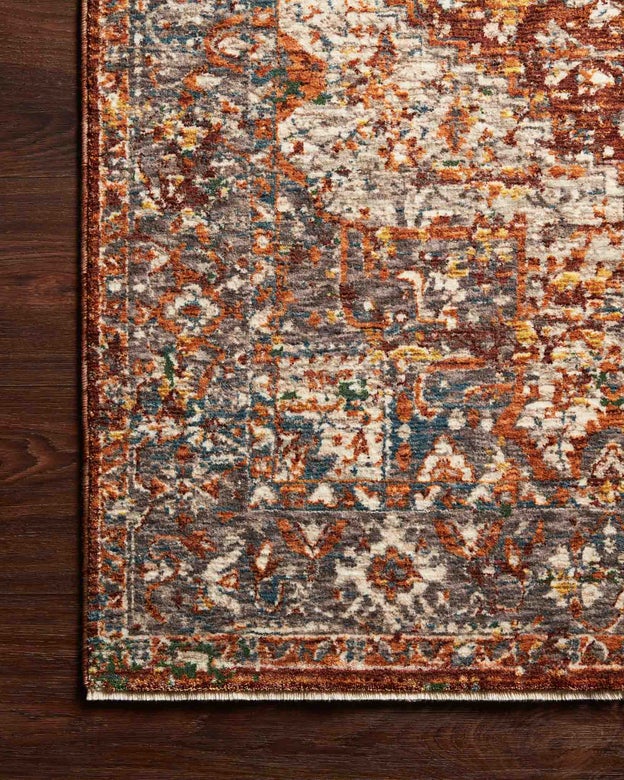 Traditional & Oriental Rugs Lourdes Collection LOU-02 Rust/Multi Rust - Orange & Multi Machine Made Rug