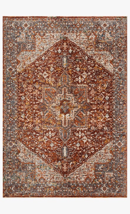 Traditional & Oriental Rugs Lourdes Collection LOU-02 Rust/Multi Rust - Orange & Multi Machine Made Rug