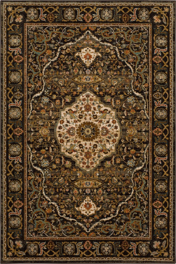 Traditional & Oriental Rugs Spice Market Petra Charcoal 90661-09097 Black - Charcoal Machine Made Rug