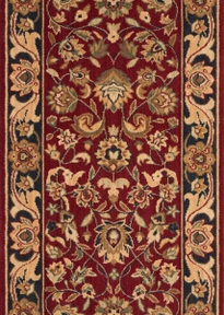 Hall & Stair Runners GRAND PARTERRE Kashan Elite PT-01 Red Red - Burgundy & Black - Charcoal Machine Made Rug