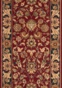 Hall & Stair Runner Rugs GRAND PARTERRE Kashan Elite PT-01 Red Red - Burgundy & Black - Charcoal Machine Made Rug