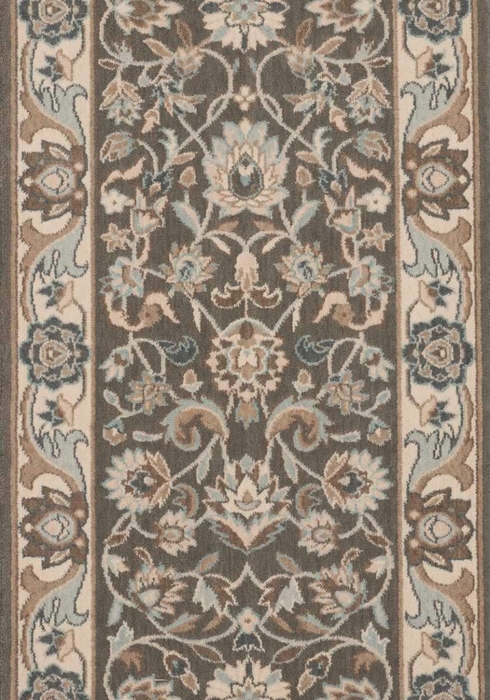 Hall & Stair Runner Rugs GRAND PARTERRE Kashan Elite PT-01 Dark Roast Lt. Brown - Chocolate & Ivory - Beige Machine Made Rug