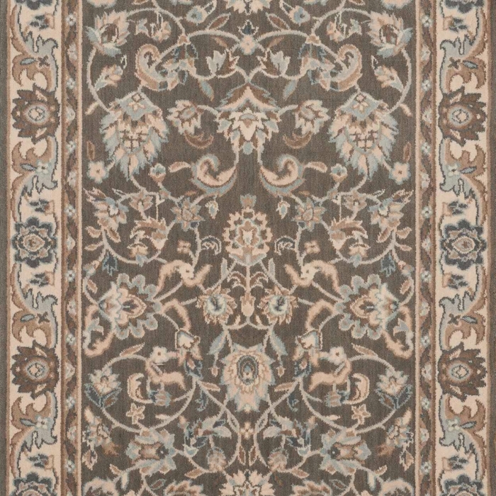 Hall & Stair Runner Rugs GRAND PARTERRE Kashan Elite PT-01 Dark Roast Lt. Brown - Chocolate & Ivory - Beige Machine Made Rug