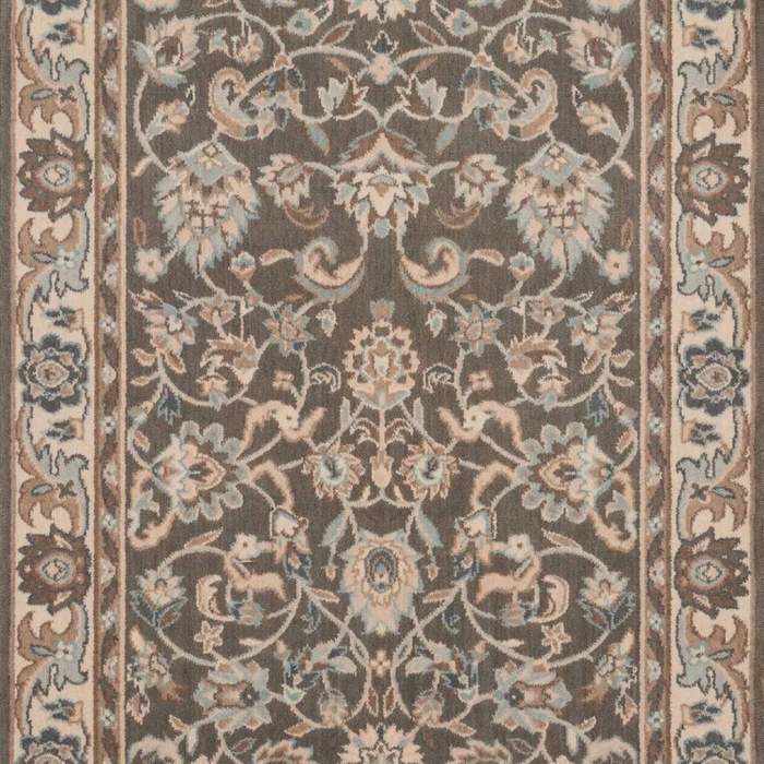 Hall & Stair Runners GRAND PARTERRE Kashan Elite PT-01 Dark Roast Lt. Brown - Chocolate & Ivory - Beige Machine Made Rug