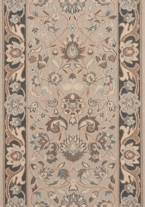 Hall & Stair Runner Rugs GRAND PARTERRE Kashan Elite PT-01 Mist Camel - Taupe & Lt. Brown - Chocolate Machine Made Rug