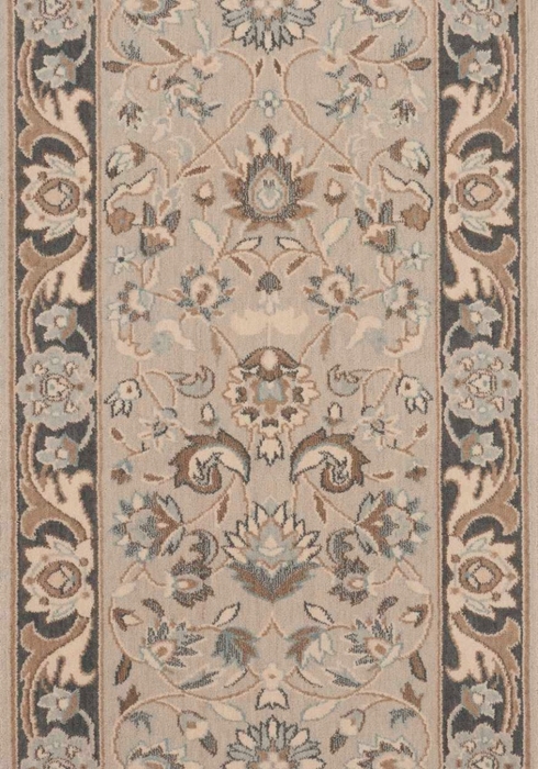 Hall & Stair Runners GRAND PARTERRE Kashan Elite PT-01 Mist Camel - Taupe & Lt. Brown - Chocolate Machine Made Rug