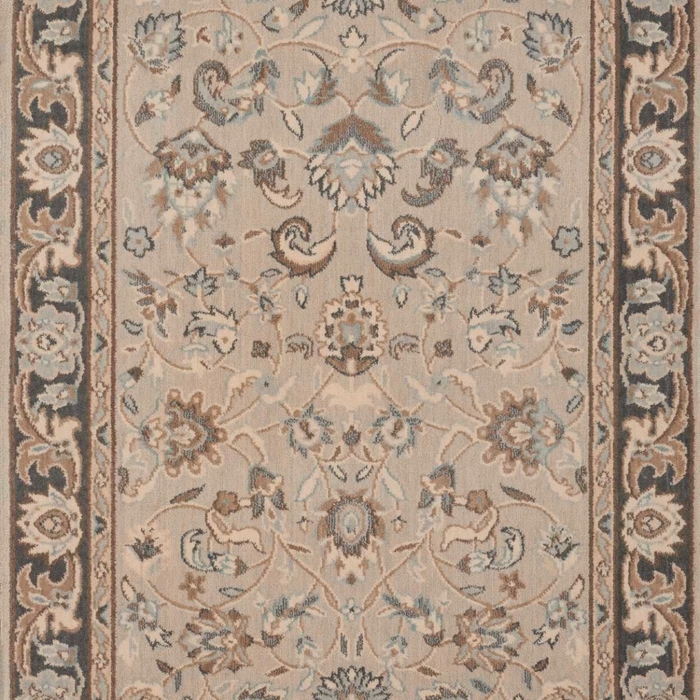 Hall & Stair Runners GRAND PARTERRE Kashan Elite PT-01 Mist Camel - Taupe & Lt. Brown - Chocolate Machine Made Rug