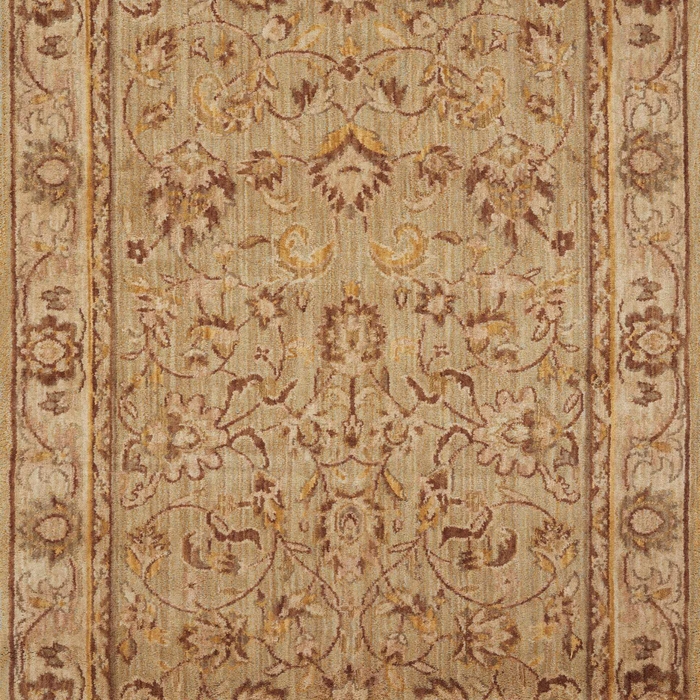 Hall & Stair Runner Rugs GRAND PARTERRE Kashan Elite PT-01 Sage Lt.Green & Camel - Taupe Machine Made Rug