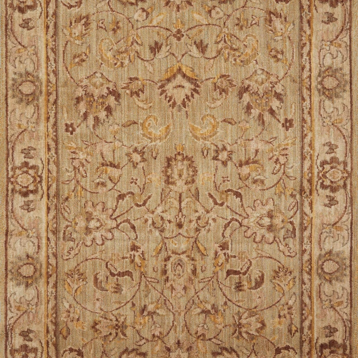 Hall & Stair Runners GRAND PARTERRE Kashan Elite PT-01 Sage Aqua - Lt.Green & Camel - Taupe Machine Made Rug