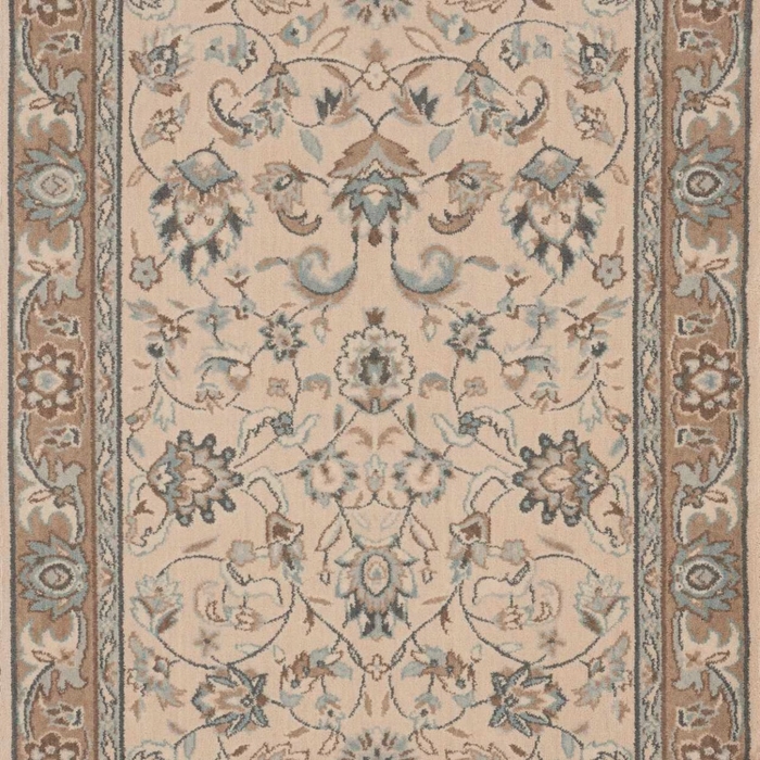 Hall & Stair Runners GRAND PARTERRE Kashan Elite PT-01 Shell Ivory - Beige & Camel - Taupe Machine Made Rug