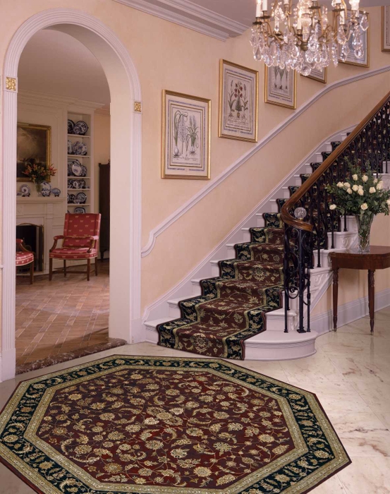 Hall & Stair Runner Rugs NOURISON 2000 ROLL RUNNER 2000-2002 BURGUNDY Red - Burgundy & Black - Charcoal Hand Tufted Rug