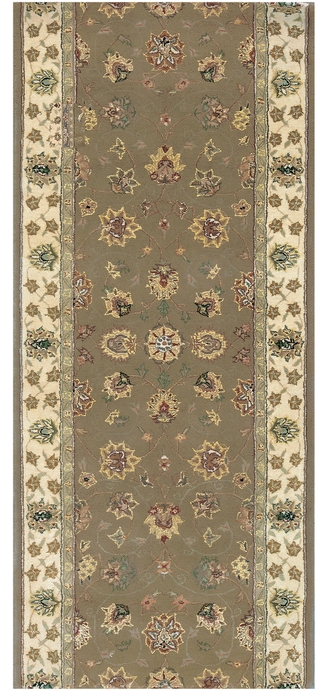 Hall & Stair Runner Rugs NOURISON 2000 ROLL RUNNER 2000-2003 OLIVE Aqua - Lt.Green & Ivory - Beige Hand Tufted Rug