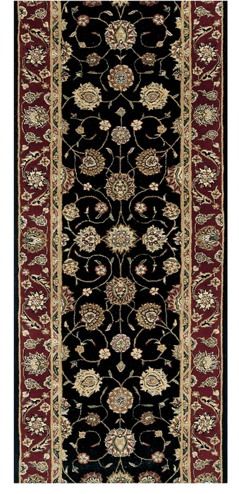 Hall & Stair Runner Rugs NOURISON 2000 ROLL RUNNER 2000-2017 BLACK Black - Charcoal & Red - Burgundy Hand Tufted Rug