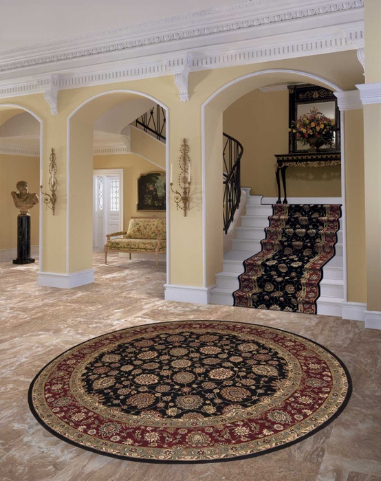 Hall & Stair Runner Rugs NOURISON 2000 ROLL RUNNER 2000-2017 BLACK Black - Charcoal & Red - Burgundy Hand Tufted Rug