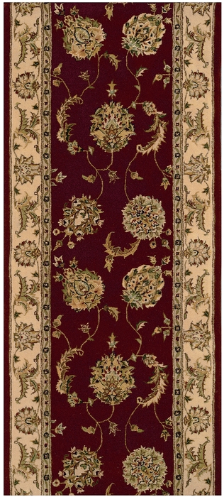Hall & Stair Runner Rugs NOURISON 2000 ROLL RUNNER 2000-2022 LACQUER Red - Burgundy & Ivory - Beige Hand Tufted Rug