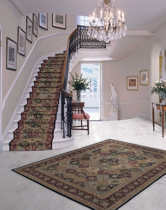 Hall & Stair Runner Rugs NOURISON 2000 ROLL RUNNER 2000-2101 MULTI Multi & Red - Burgundy Hand Tufted Rug