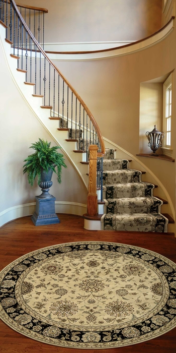 Hall & Stair Runner Rugs NOURISON 2000 ROLL RUNNER 2000-2207 BEIGE Ivory - Beige & Black - Charcoal Hand Tufted Rug