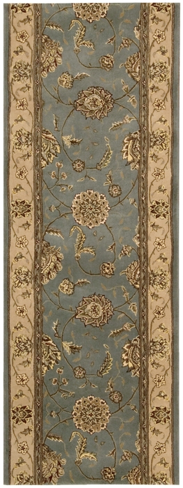 Hall & Stair Runner Rugs NOURISON 2000 ROLL RUNNER 2000-2210 BLUE Lt. Blue - Blue & Ivory - Beige Hand Tufted Rug