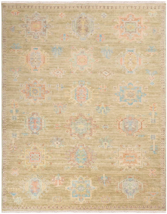 Oushak Rugs Odessa ODS05 Sage/Multi Lt.Green & Multi Hand Woven Rug