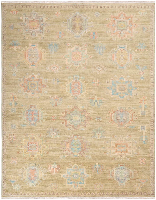 Oushak Rugs Odessa ODS05 Sage/Multi Aqua - Lt.Green & Multi Hand Woven Rug