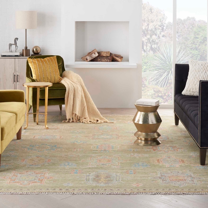 Oushak Rugs Odessa ODS05 Sage/Multi Lt.Green & Multi Hand Woven Rug