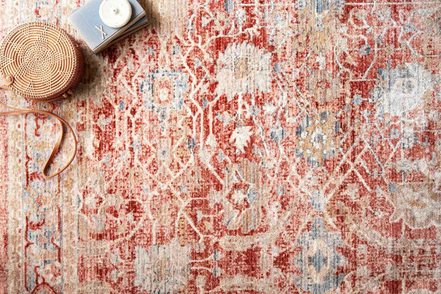 Contemporary Rugs & Transitional Rugs Claire CLE-01 Red/Ivory Red - Burgundy & Ivory - Beige Machine Made Rug