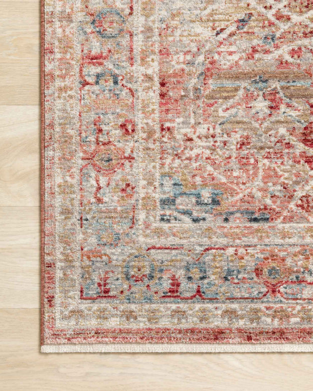 Contemporary Rugs & Transitional Rugs Claire CLE-01 Red/Ivory Red - Burgundy & Ivory - Beige Machine Made Rug