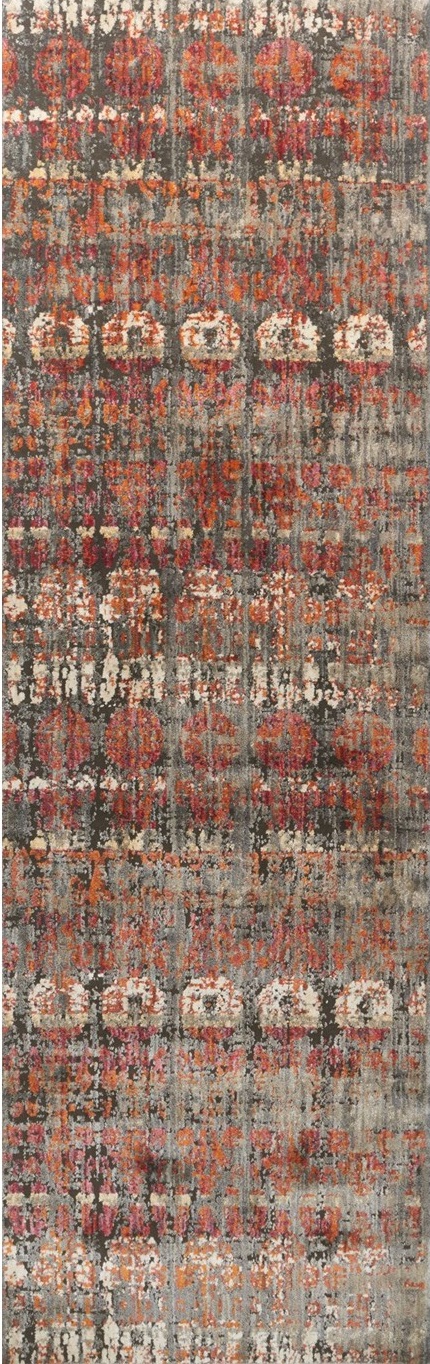 Contemporary Rugs & Transitional Rugs Javari JV-07 Steel/Sunrise Black - Charcoal & Red - Burgundy Machine Made Rug
