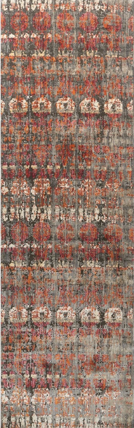 Contemporary & Transitional Rugs Javari JV-07 Steel/Sunrise Black - Charcoal & Red - Burgundy Machine Made Rug