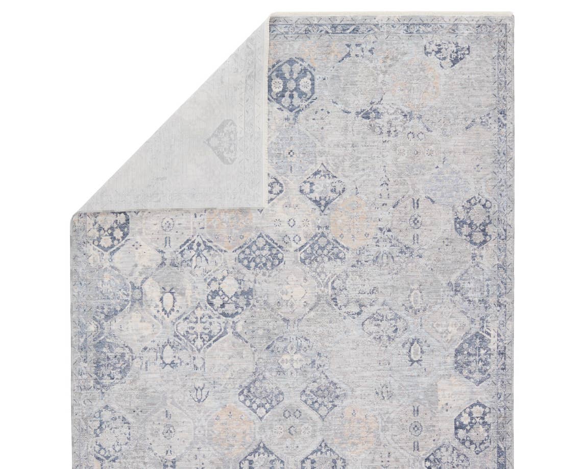 Contemporary Rugs & Transitional Rugs Ballad BLA09 Rune Lt. Blue - Blue & Ivory - Beige Machine Made Rug