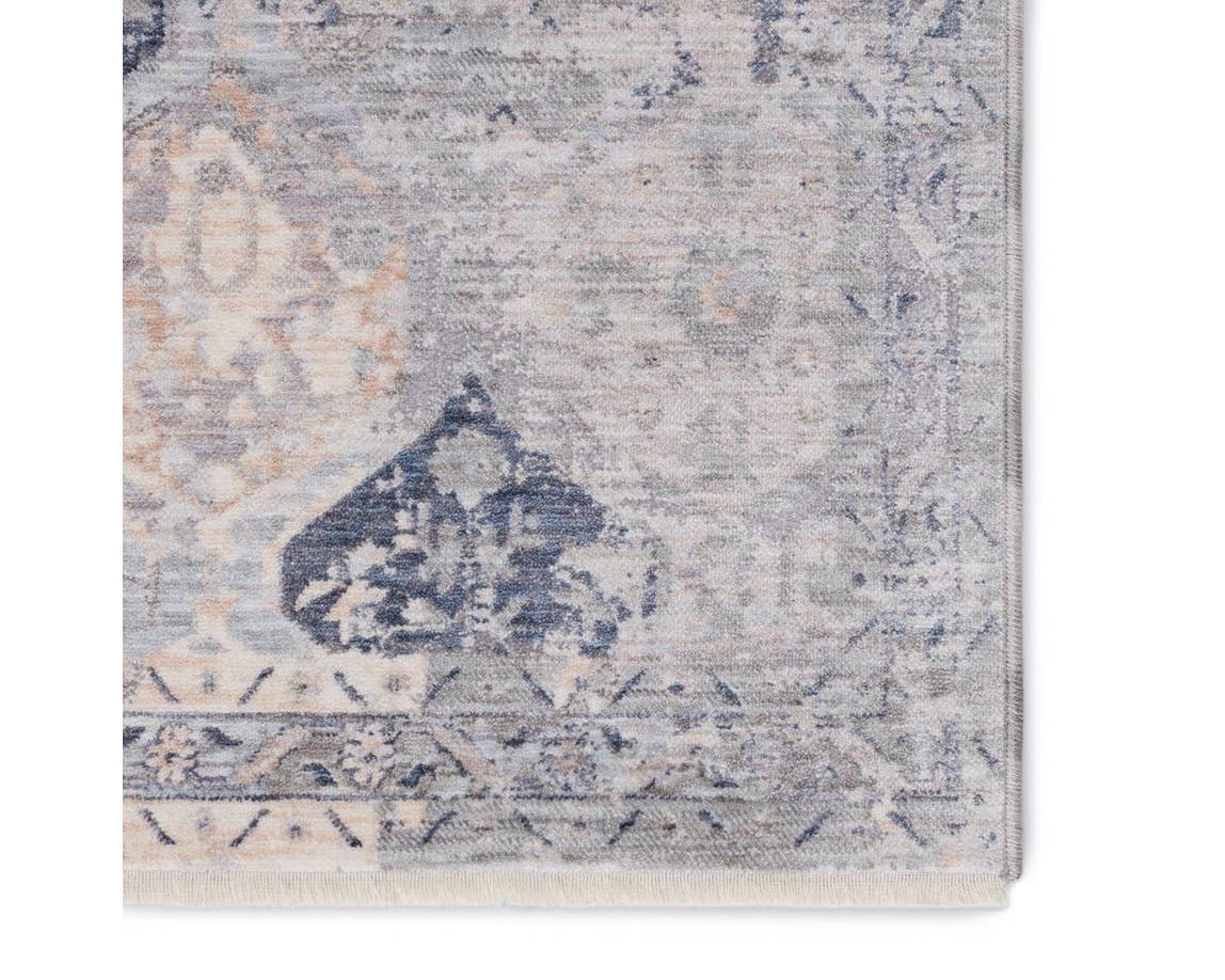 Contemporary Rugs & Transitional Rugs Ballad BLA09 Rune Lt. Blue - Blue & Ivory - Beige Machine Made Rug