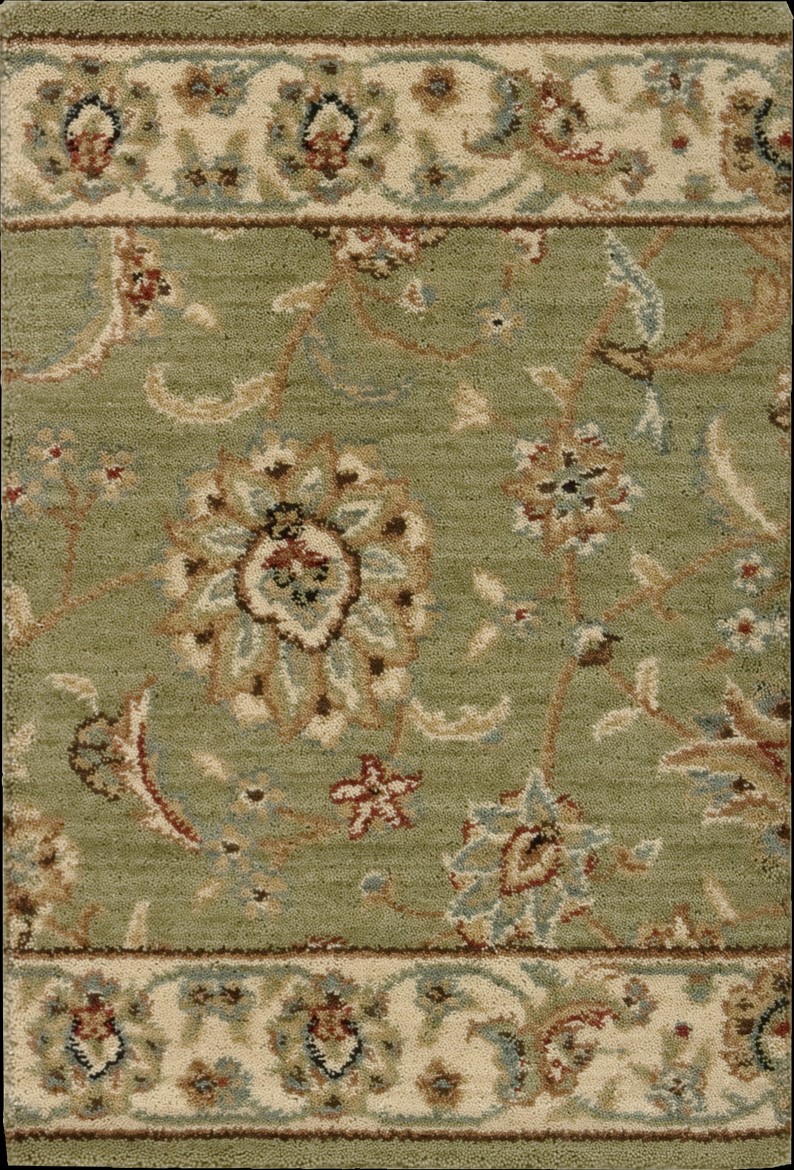 Hall & Stair Runner Rugs SULTANA SU21-EMRLD Green & Ivory - Beige Machine Made Rug