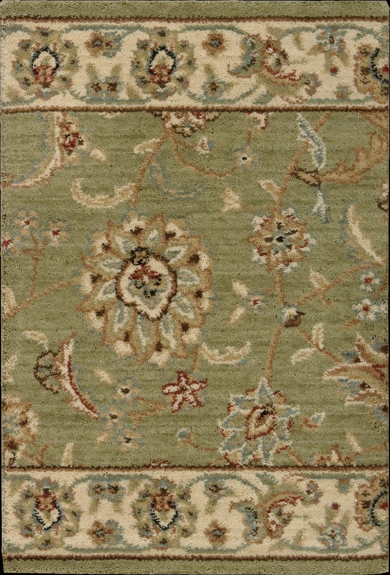 Hall & Stair Runners SULTANA SU21-EMRLD Green & Ivory - Beige Machine Made Rug