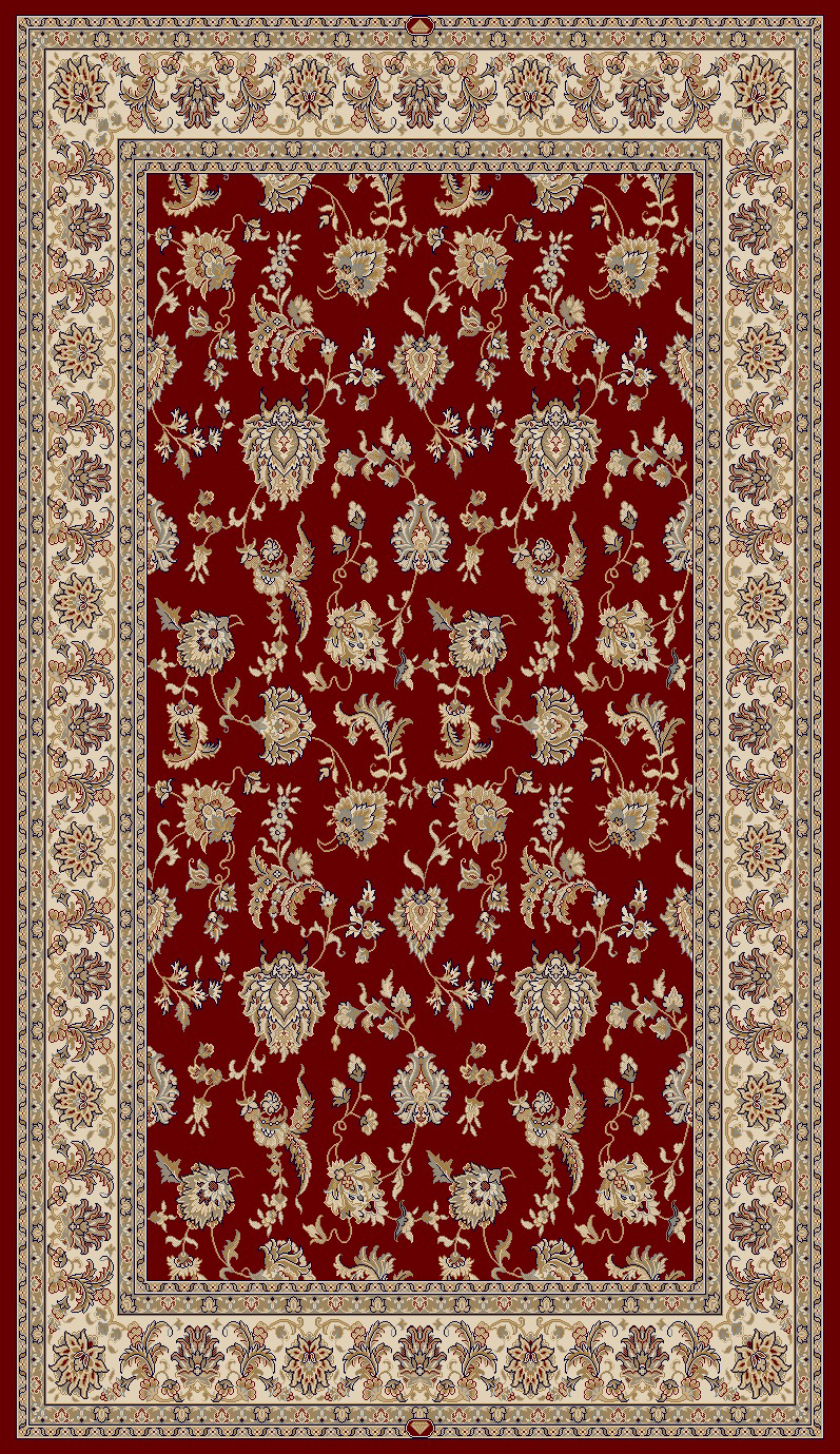 Traditional & Oriental Rugs Brilliant Rug 7226-330 (Rug) Red - Burgundy & Ivory - Beige Machine Made Rug