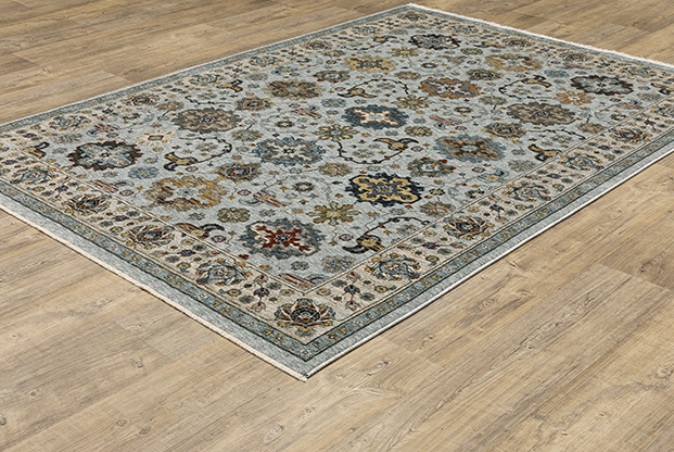 Traditional & Oriental Rugs Aberdeen 561W Lt. Blue - Blue & Ivory - Beige Machine Made Rug