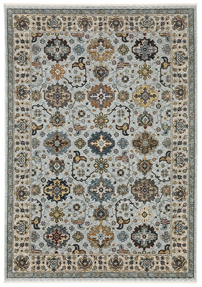 Traditional & Oriental Rugs Aberdeen 561W Lt. Blue - Blue & Ivory - Beige Machine Made Rug