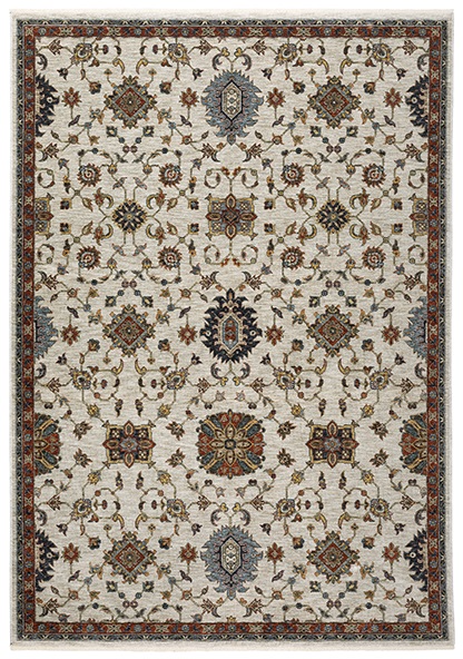 Traditional & Oriental Rugs Aberdeen 751W Ivory - Beige & Red - Burgundy Machine Made Rug