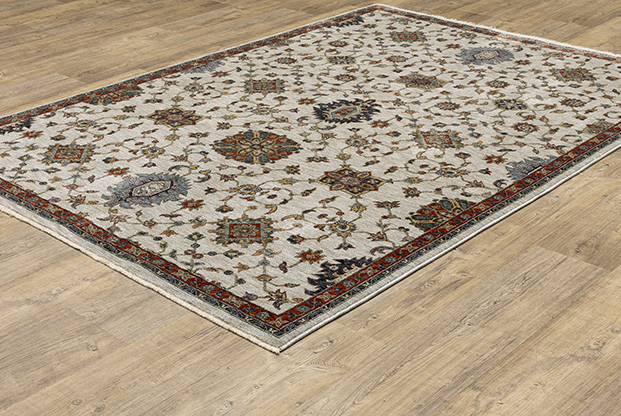 Traditional & Oriental Rugs Aberdeen 751W Ivory - Beige & Red - Burgundy Machine Made Rug