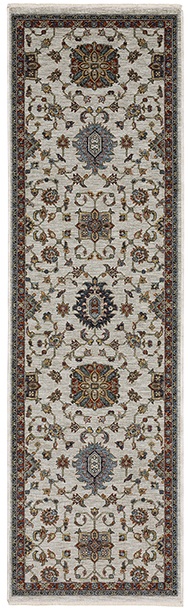 Traditional & Oriental Rugs Aberdeen 751W Ivory - Beige & Red - Burgundy Machine Made Rug