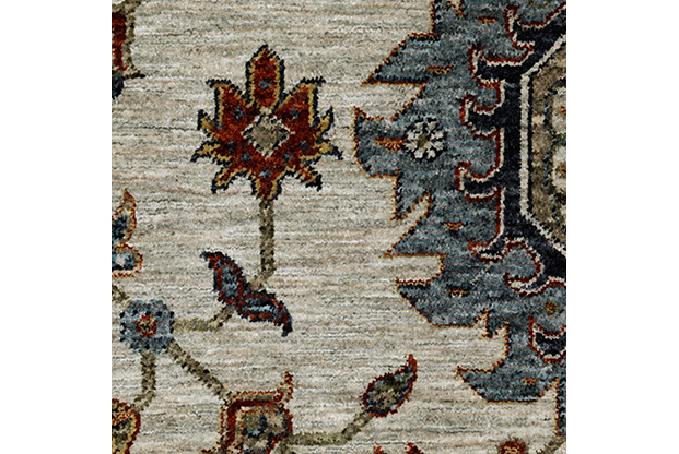 Traditional & Oriental Rugs Aberdeen 751W Ivory - Beige & Red - Burgundy Machine Made Rug