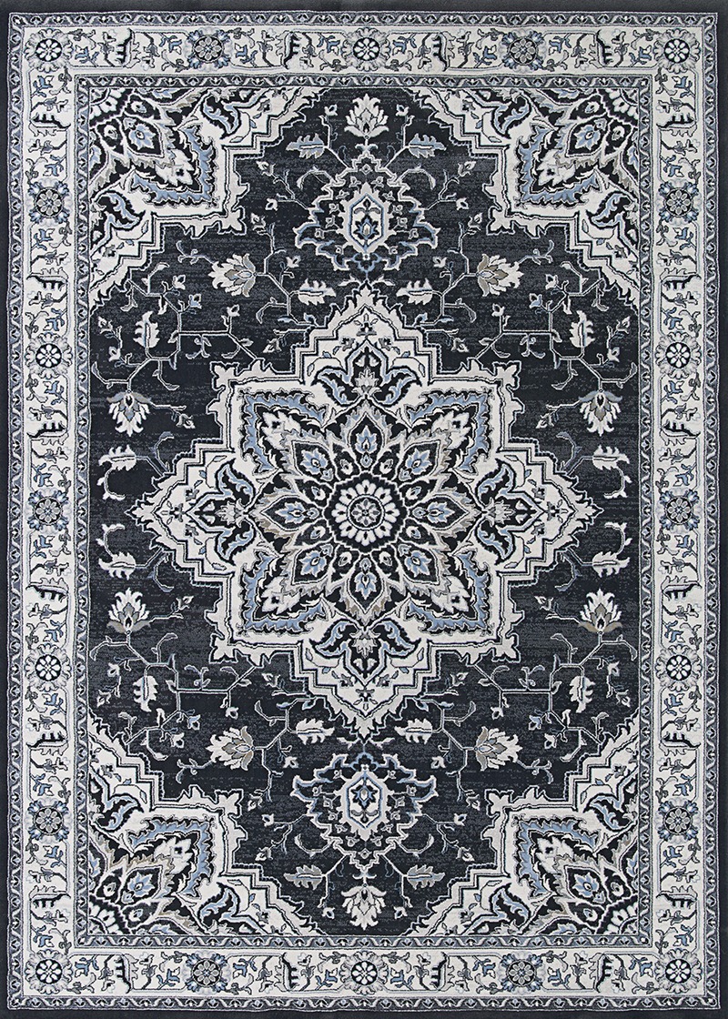 Traditional & Oriental Rugs Sultan Treasures Harish 7185/5789 Charcoal Black - Charcoal & Lt. Grey - Grey Machine Made Rug
