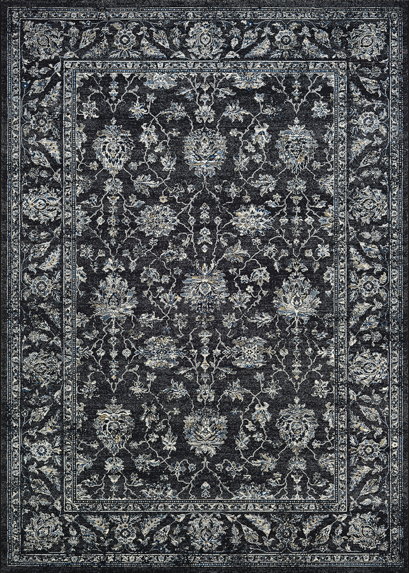 Traditional & Oriental Rugs Sultan Treasures All Over Mashad 7142/3636 Black Black - Charcoal Machine Made Rug