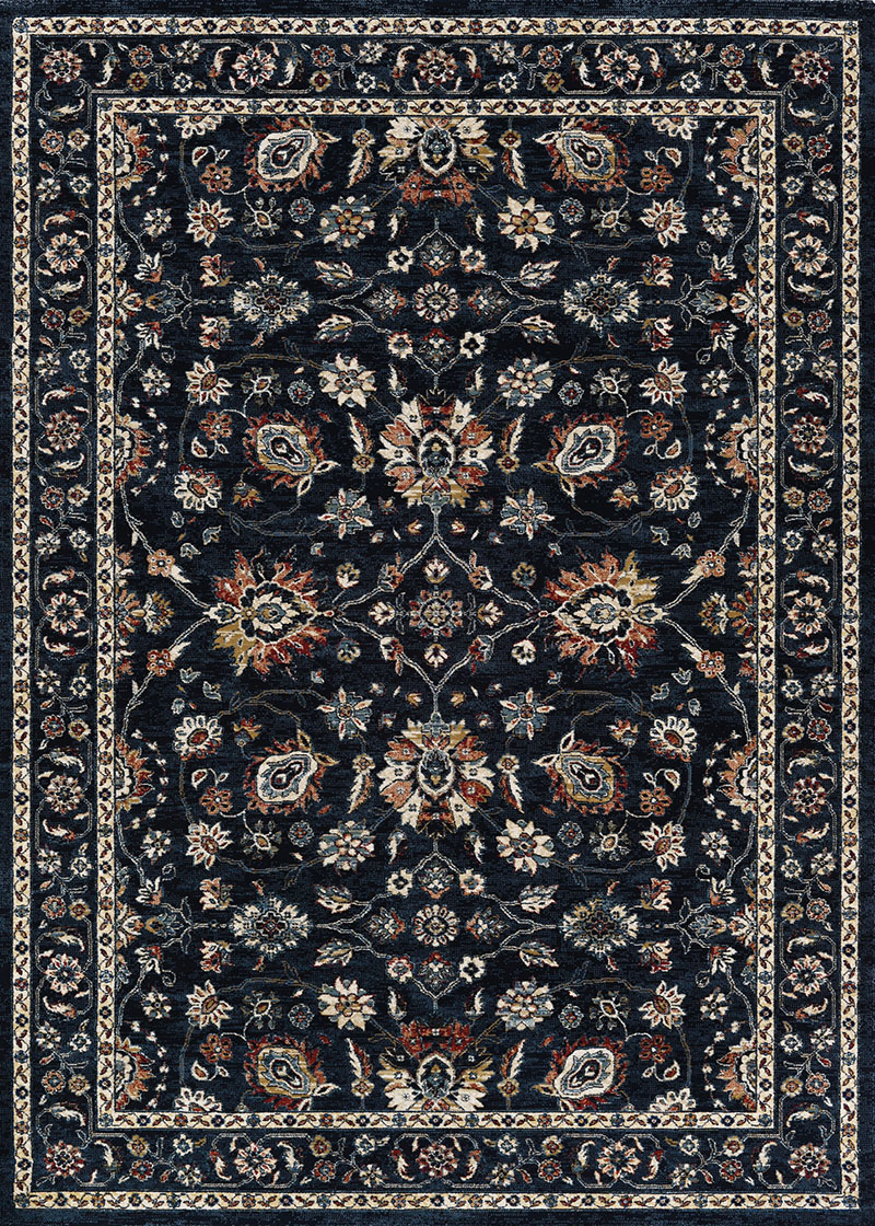 Traditional & Oriental Rugs Monarch Kerman Vase JE45/3434 Navy Medium Blue - Navy Machine Made Rug