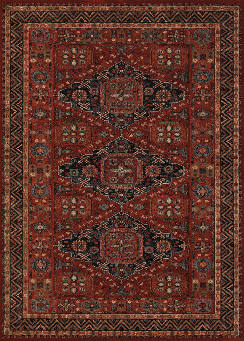 Traditional & Oriental Rugs Old World Classics 4308/0300 Kashkai Burgundy Red - Burgundy & Black - Charcoal Machine Made Rug