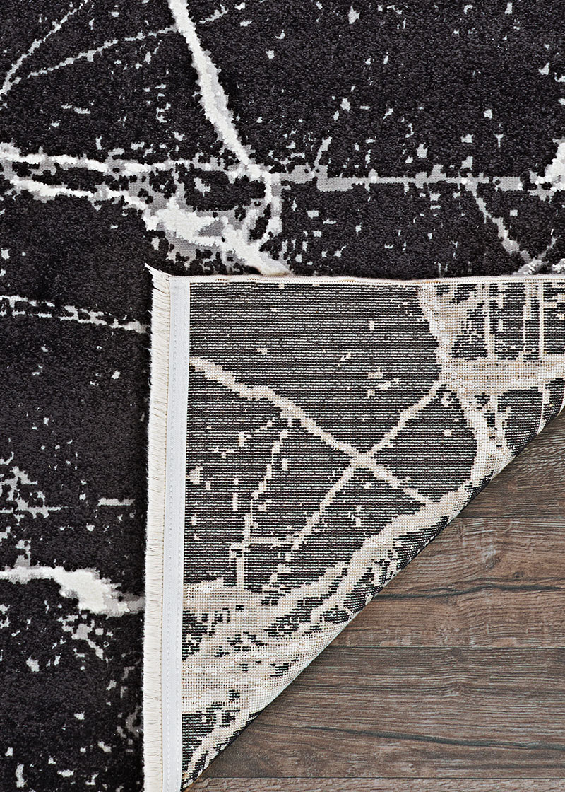 Contemporary Rugs & Transitional Rugs Marblehead Calcutta Onyx 8422/0877 Black - Charcoal & Ivory - Beige Machine Made Rug
