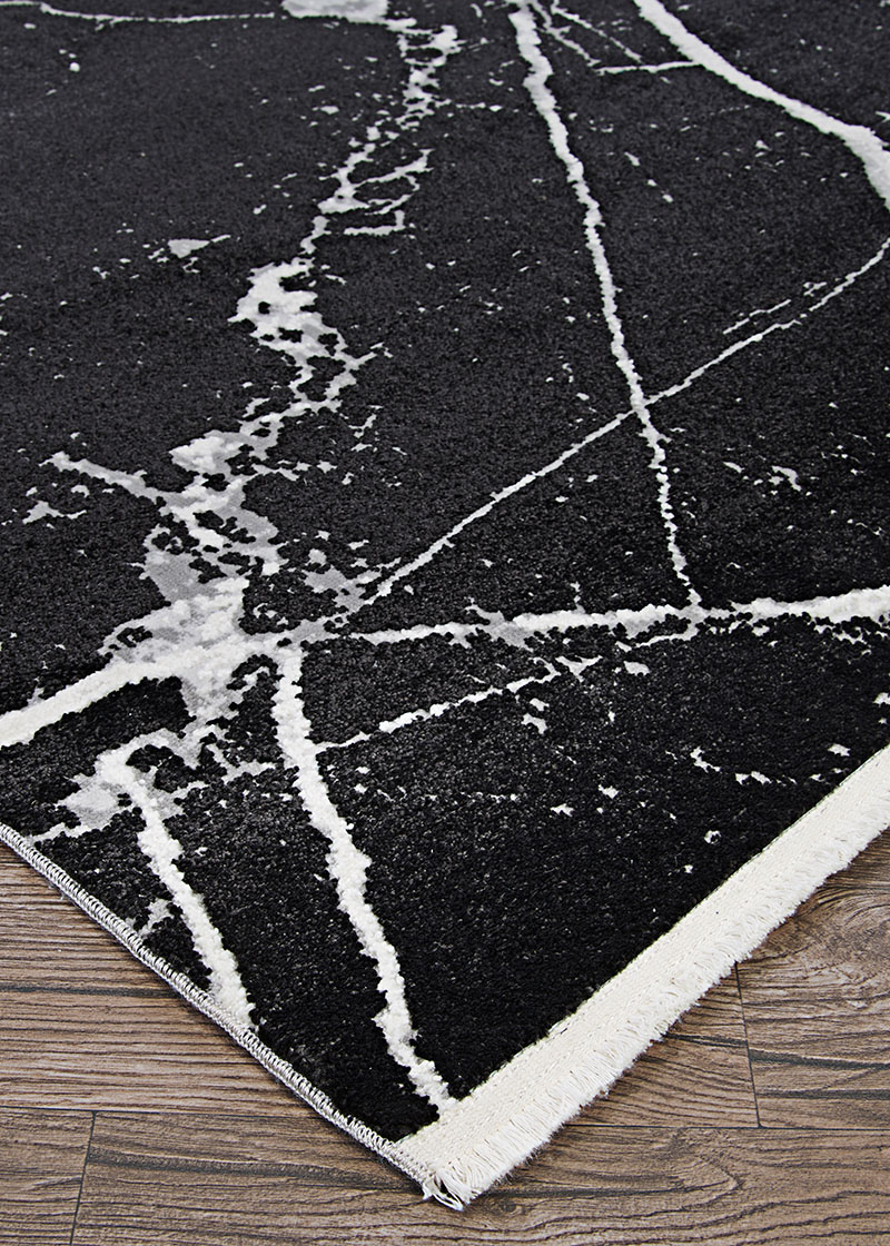 Contemporary Rugs & Transitional Rugs Marblehead Calcutta Onyx 8422/0877 Black - Charcoal & Ivory - Beige Machine Made Rug